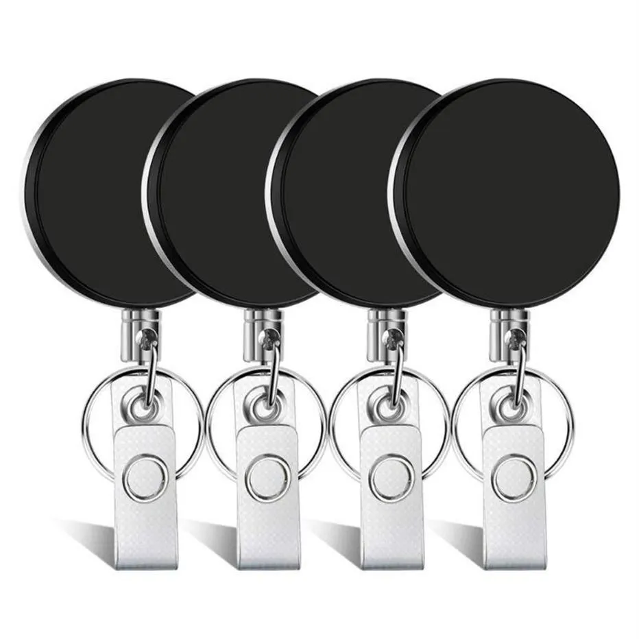 Keychains 4 Pieces Retractable Badge Holder ID Heavy Duty Reel With Keychain Ring Clip For Key Card268h