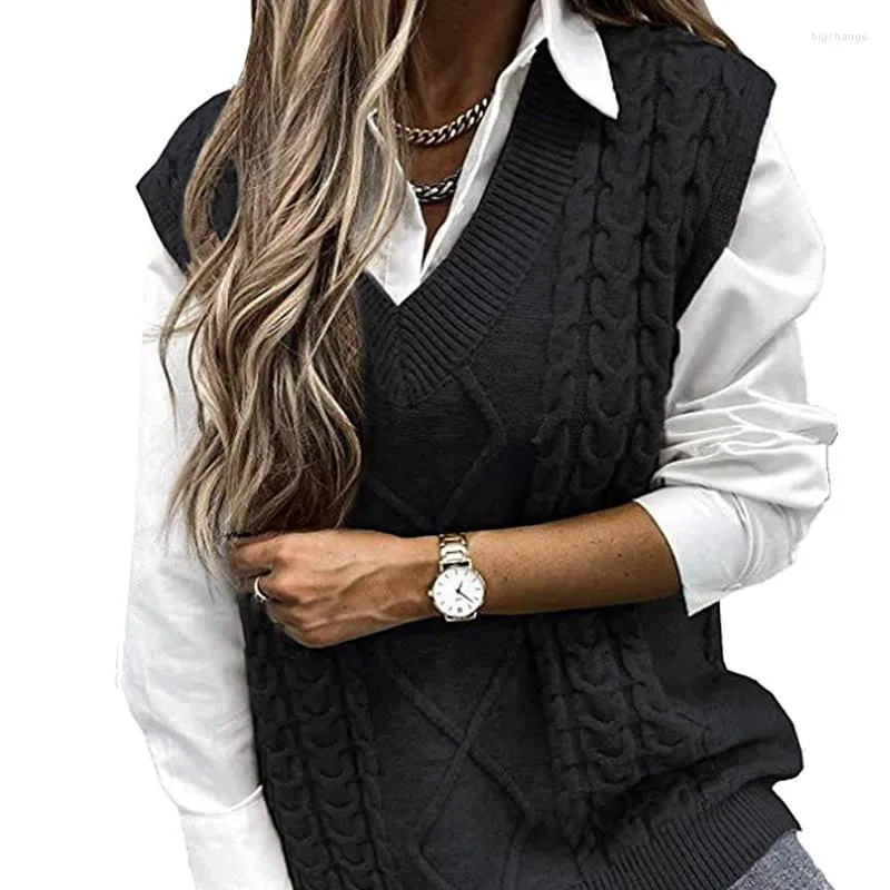 Women's Sweaters Knitwears Women Sweater Winter Vests Female Fashion In V-neck Sleeveless Vest Big Ground Flower Knitting