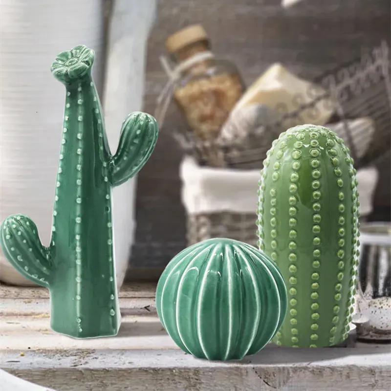 Decorative Objects Figurines Eastern Decoration 2023 Room Decor Green Cactus Home Aesthetic Decorations Presents Ceramic 230928