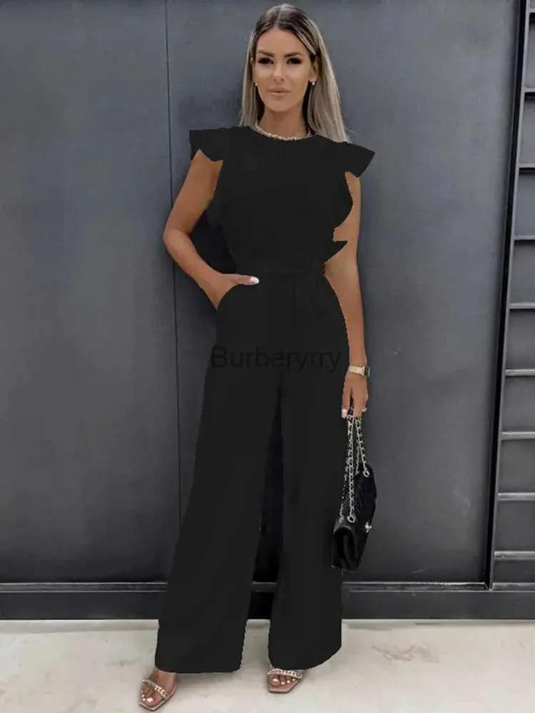 Jumpsuits voor dames Rompertjes Zomer jumpsuit outfits voor dames 2023 Jumpsuits met vlindermouwen en wijde pijpen Elegante romper Vintage streetwear overalls bodysuitsL231005