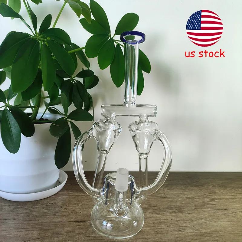 10-Inch Premium Blue Glass Bong - Embrace Freedom with Dual Funnel Percs