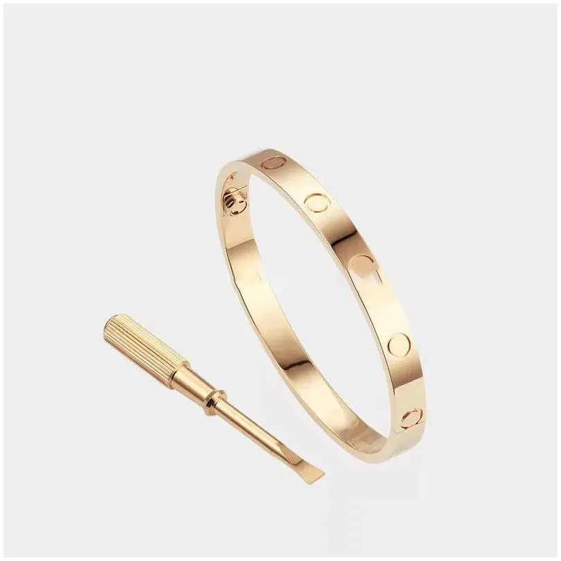 Smycken Bangle Gold Mens Armband Designer Bangles Love Armband Titanium Steel Sier Rose Armets Kvinnor Män Skruv Skruvmejsel Juvelr DHQL1