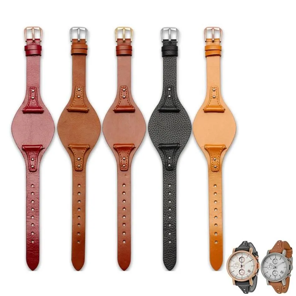 Bracelets de montre en cuir véritable pour ES4114 ES3838 ES4113 ES3625 ES3616 bracelets de montre féminins petit bracelet 18mm de gueules noir Strap191K