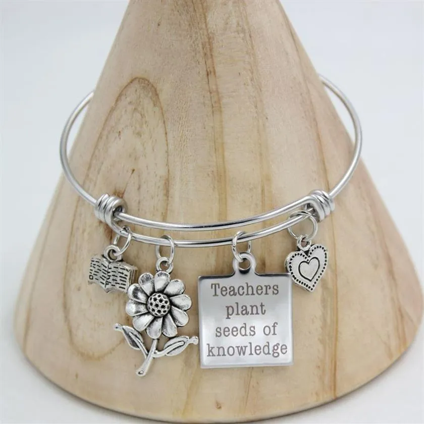 Całkowicie nowy przylot stali nierdzewnej Bransoleta Bransoleta Bransoletka Książka Książka Nauczyciele Charm Bracelets For Teachers Gifts264L