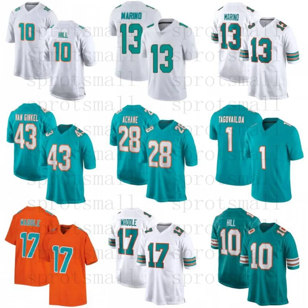 Custom Tyreek Hill Tua Tagovailoa Football Jersey Youth Jaylen Waddle Dan Marino Jalen Ramsey Bradley Chubb Jevon Holland Howard Cam Smith Devon Achane Mostert