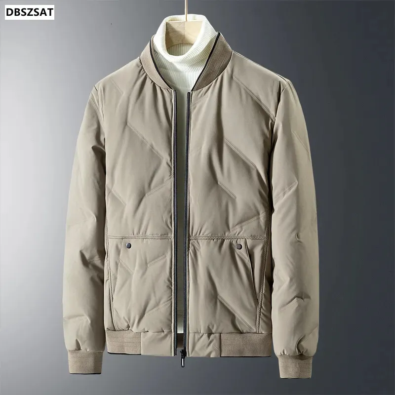 Men's Down Parkas M4xl Mens Grey Duck Jacket Winter Male Coats Zipper Stand Collar Short Style Solid Color Baseball Outerwear Clothes Hy205 230928