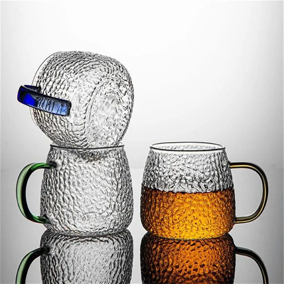 Kubki japońskie ręcznie młotek szklany szklany kubek wodny gospodarstwo domowe zielone herbatę piwo zimne napoje sok z uchwytem biurowy kubek na oprogramowanie 2861