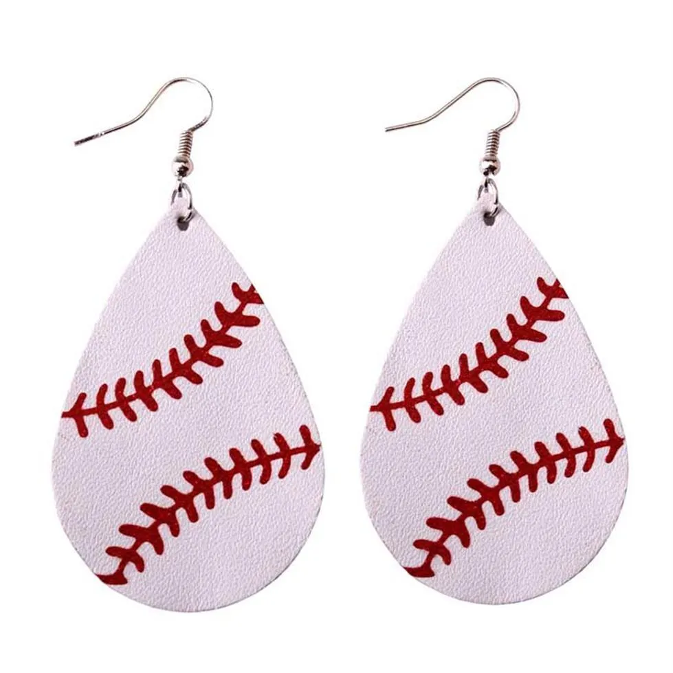 Boucles d'oreilles en cuir de Baseball personnalisées pour femmes, bijoux de sport en forme de goutte d'eau, vert néon, Softball, à la mode, 204N