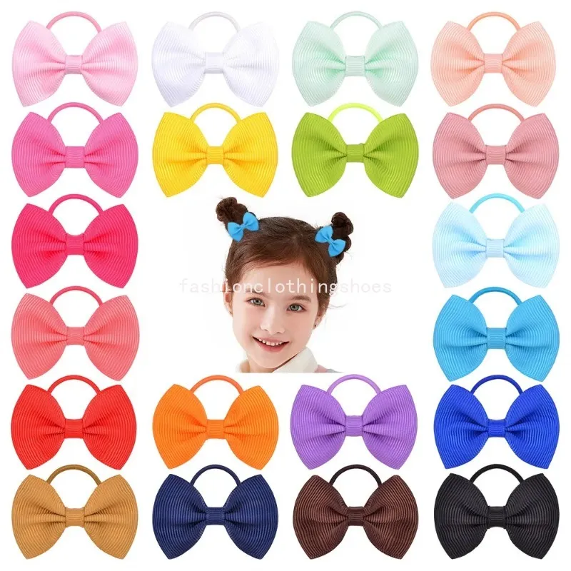 Accessori per capelli per bambini 20 colori semplice tutto-fiammifero fiocco per capelli anello ragazza coda di cavallo fascia elastica