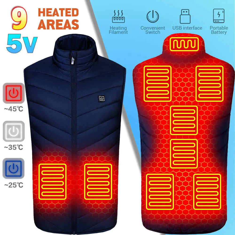 Adjustable Heated Vest Winter Warm Jacket Usb Electric Warmer Ladies Zone Heating Crew Neck Outdoor