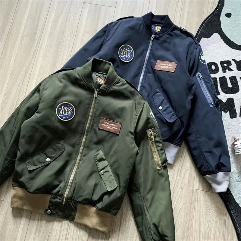 Men s Jackets High Quality Oversized HUMAN MADE Tiger Head Men Women 1 Army Green Bomber 231005