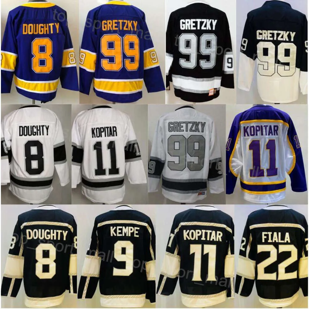 Männer Eishockey 8 Drew Doughty Trikots 11 Anze Kopitar 22 Kevin Fiala 9 Adrian Kempe 99 Wayne Gretzky Stadium Series Reverse Retro Lila Schwarz Weiß Alle Nähte im Angebot