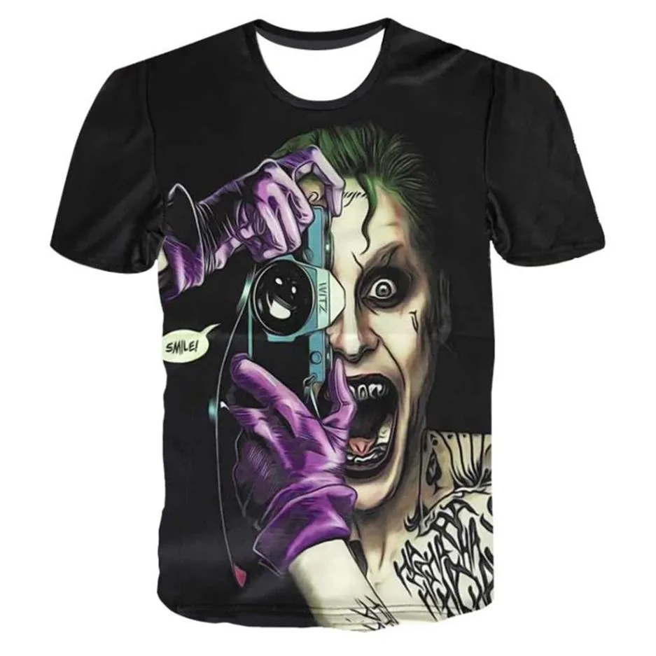 Joker 3D T-shirt Men Suicide Squad T koszule hip-hop śmieszne topy Harley Quinn krótkie rękawie Camisetas Nowość nowość mężczyzn CASU248G
