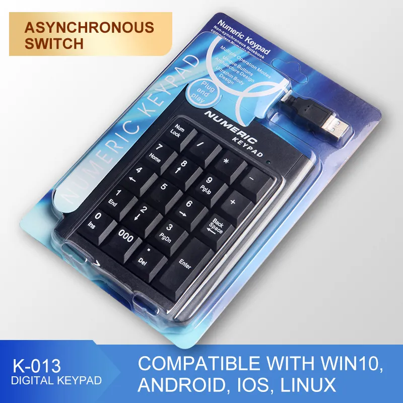 USB Numeric Keypad Wire Numpad Digital 19 PCラップトップノートブックタブレット用のキーミニキーボード会計番号パッドバンクストック