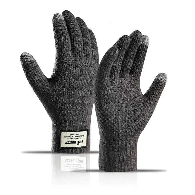 Gants de cyclisme hiver tricoté doigt complet hommes femmes en plein air course conduite cyclisme écran tactile solide laine épaisse de haute qualité doux 231005