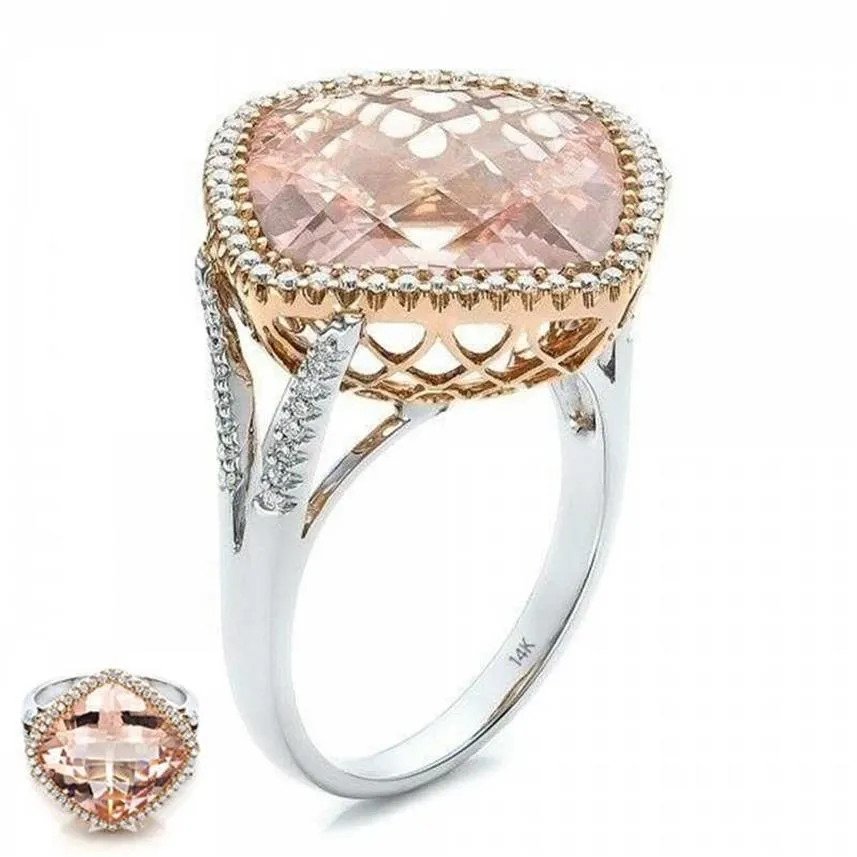 Pierścionki ślubne moda błyszcząca szampana pierścionek kolorowy morganite małże broń zaręczynowy imprezyjewelry prezent291r