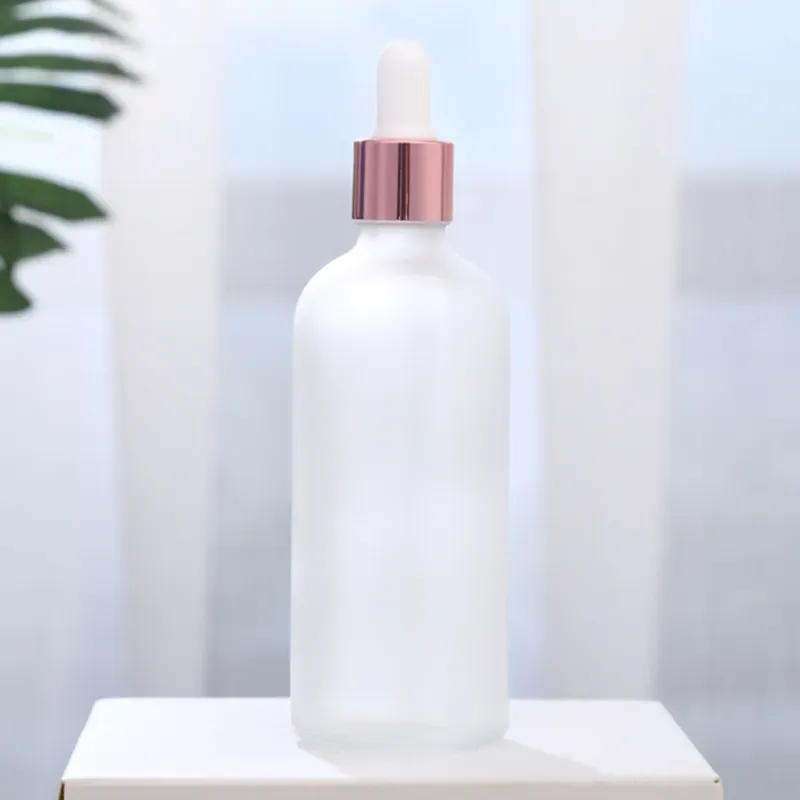 5ml 10ml 20ml 30ml 15ml Glass Dropper Bottle Essential Oil 50ml Frost White Dropper Bottles Glass with Pink Dropper Cap