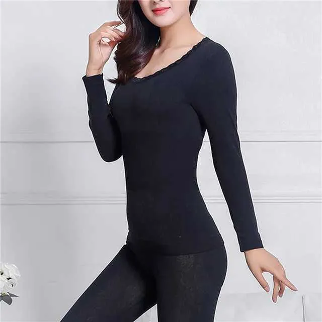Lace top thermal underwear