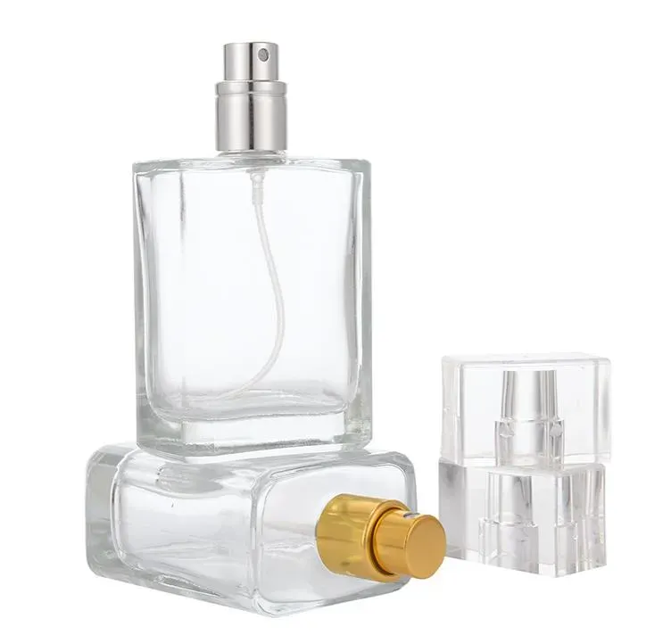 30ml 50ml Empty Glass Perfume Bottles Wholesale Square Spray Atomizer Refillable Bottle Scent Case With Travel Size SN2098