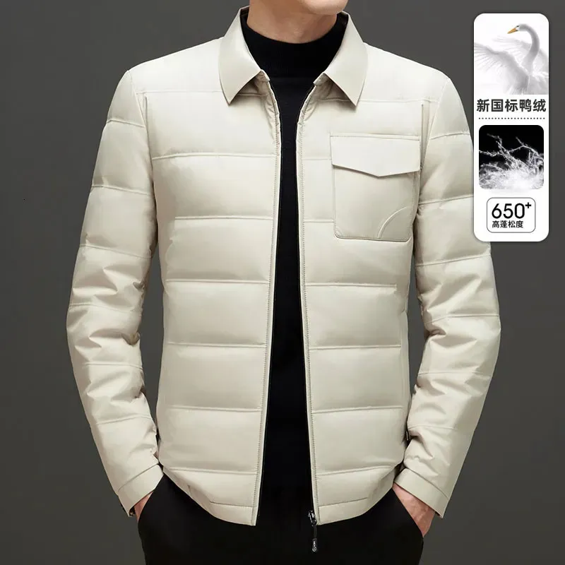 Men's Down Parkas 2023 High-end Fashion Shirt Collar 90 White Duck Business Casual Cold Warm Coat Winter New Light and Jacket 231005