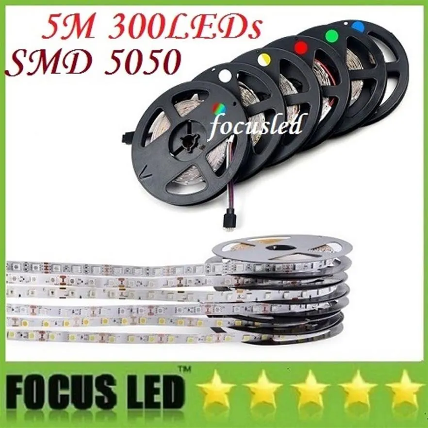 Waterdichte IP65 300 LED 5M 5050 SMD enkele kleur Flexibele led strip licht koel wit warm wit 60 leds M led tape2702