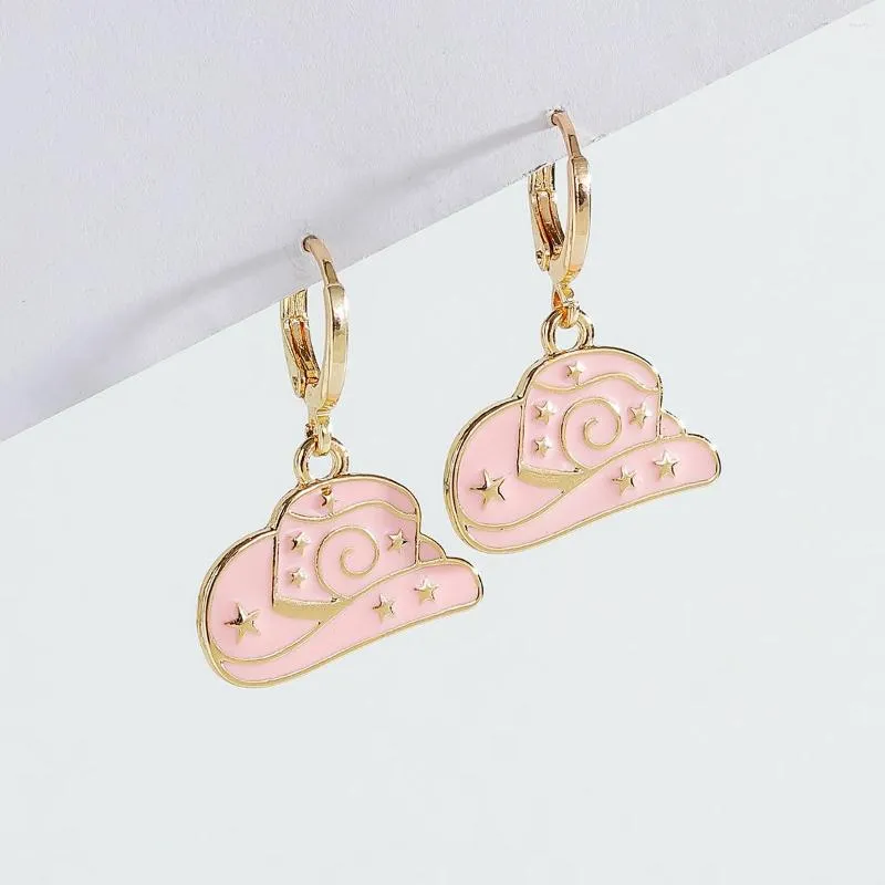 Dangle Earrings 2023 Spring Summer EST Women Pink Y2K Cowgirl 패션 에나멜 드롭 귀걸이 보석