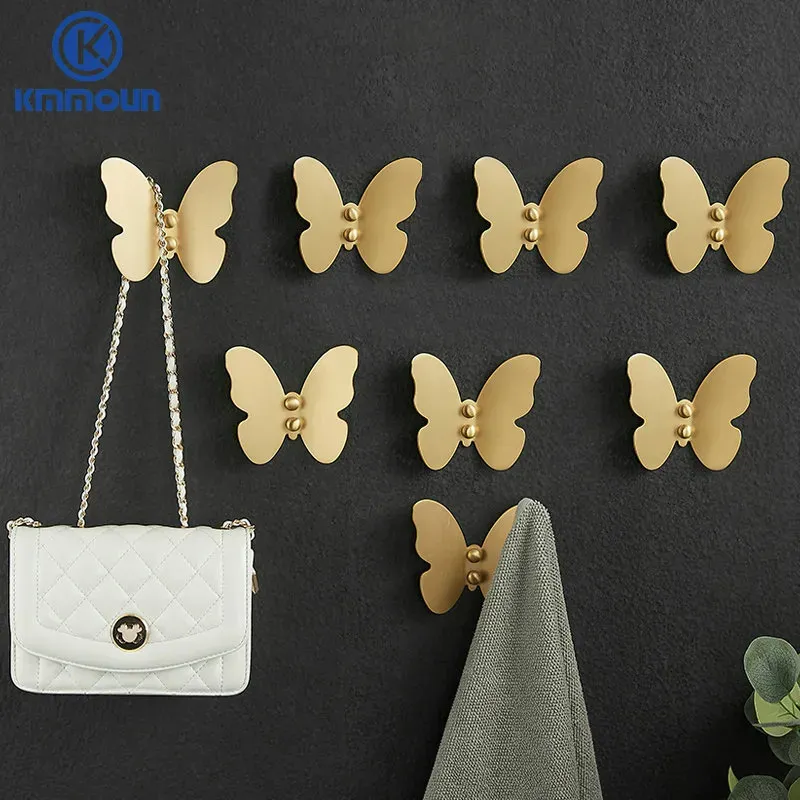 Towel Racks Solid Brass Butterfly Style Robe Hooks Wall Hang Mounted Towel Hook Clothes Hook Bathroom Hardware Door Hat Hook 230926