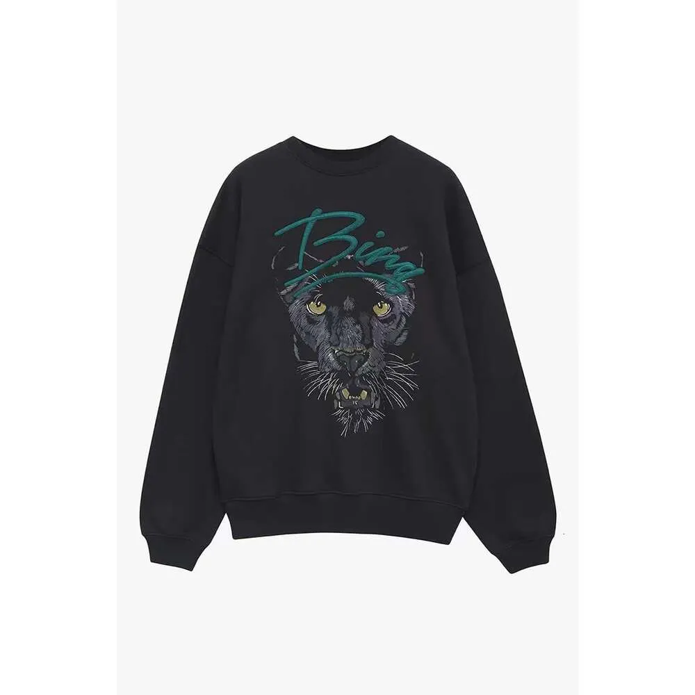 ANINE Tiger Head Classic Letter Embroidery Bings Women Designer Pullover Inner Fleece Crew Neck Sweatshirt Women Long Sleeve Sports Loose Sweatshirt BING 540