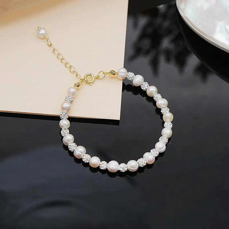 Braccialetti con ciondoli Bracciale con perle d'acqua dolce fatto a mano alla moda con cristalli per le donne Regali idea di gioielli di moda di pura qualità premium