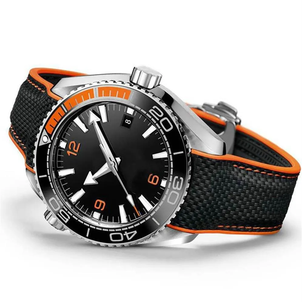 KLASSIEKE Saffier Heren Heren Oranje Automatische Horloges Beweging Mechanisch Luxe horloge Rubberen band masters montre de luxe Watch2506