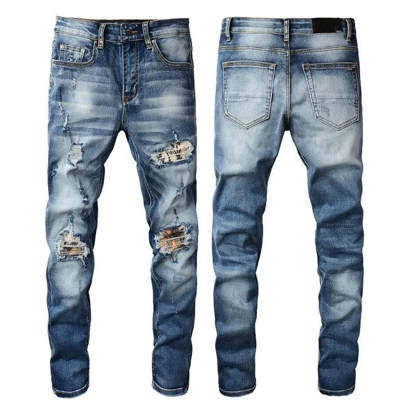 Mens Designer Jeans Star High Elastics Distressed Ripped Slim Fit Motorcycle Biker Denim For Men s Fashion Black Pants 2022 High Q267R