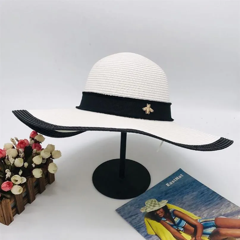 lusso- Cappello da spiaggia Little Bee Cappelli da strada moda estiva per donna Cappellini regolabili Cappellino bianco nero da donna Altamente qualità189q