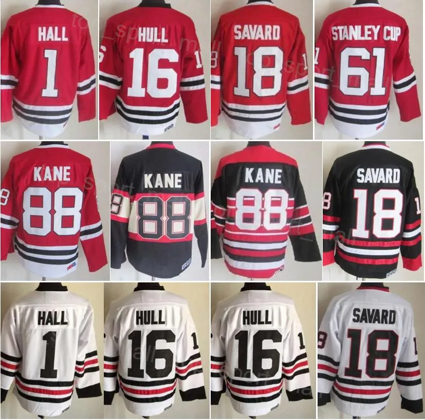 Men Retro Hockey 1 Glenn Hall Jersey Retire 16 Brett Hull 18 Denis Savard 61 Stanley Cup 88 Patrick Kane 27 Jeremy Roenick 2 Duncan Keith Vintage Classic All Stitched