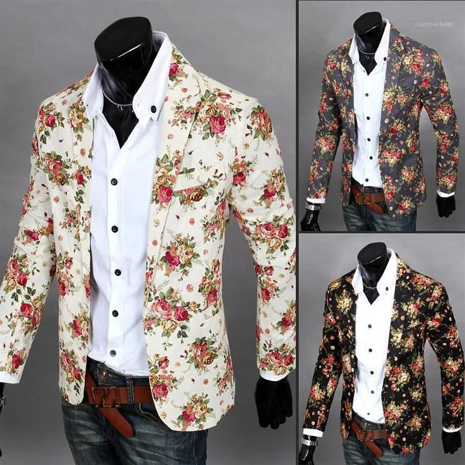 Män blazers män kläder mens blazer tryck jacka snygga snygga blommiga män kostymer blazer med hög kvalitet1265l