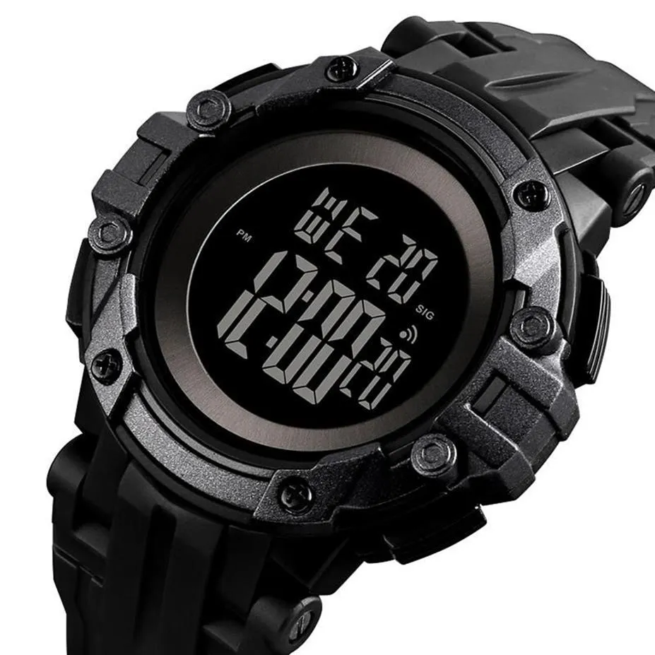 Orologi digitali da uomo neri Luminosi 50M Impermeabile Sport Antiurto Sveglia Orologio elettronico maschile Reloj Hombre 1545 Wris2853