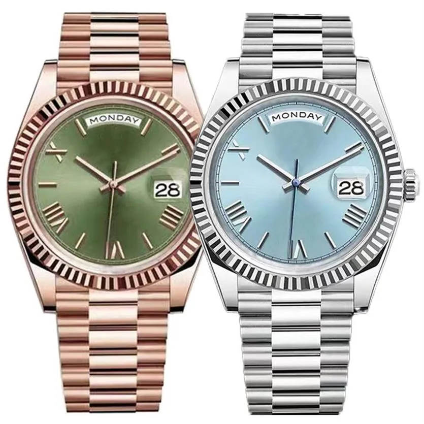 Mens 41mm Green Roman Digital Automatic Mechanical Couple