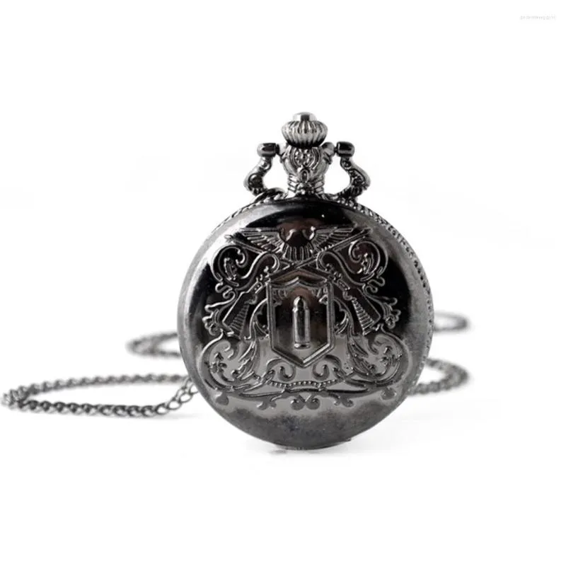 Pocket Watches Vintage Men Chain Watch Charm Carved Flower Round Quartz med 80 cm unisex retro gåva