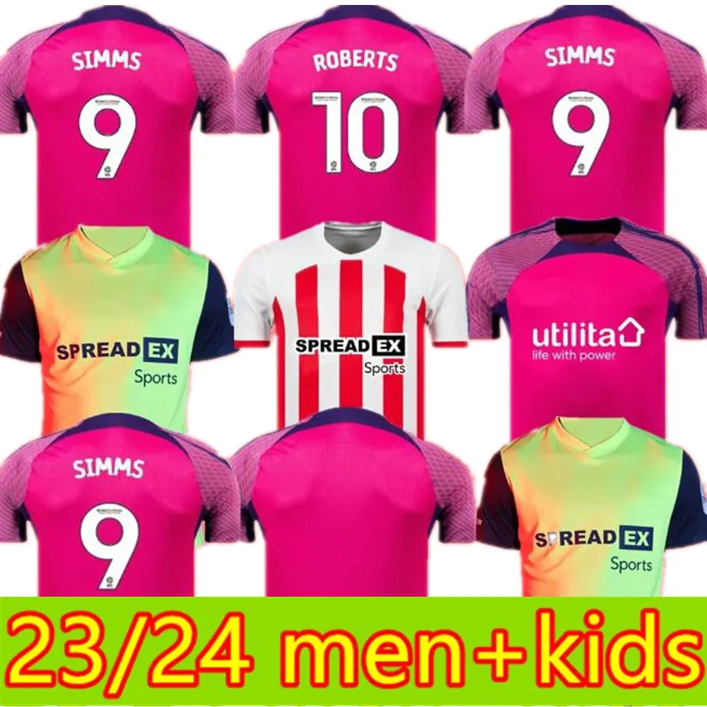 2023 24 hommes + enfants Sunderland Home Soccer Jerseys 23 24 Stewart SIMMS ROBERTS AMAD CLARKE DAJAKU EMBLETON EVANS O'NIEN Maillot de football PRITCHARD