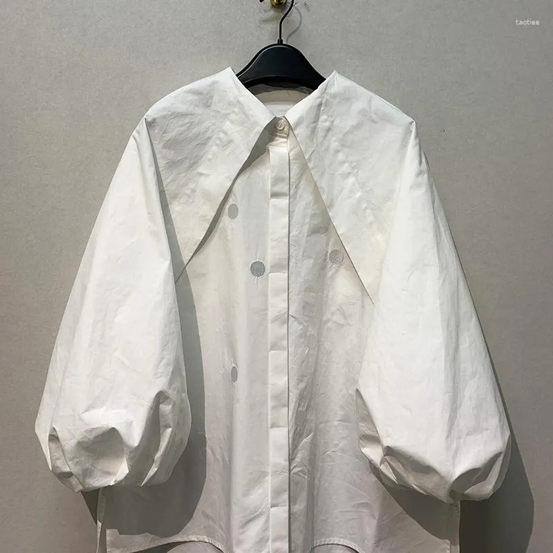 Damesblouses WAKUTA Design Chic Knoop Lantaarnmouwen Casual Los Lui Blusas Mujer Japanse Vintage Hofstijl Shirts voor dames