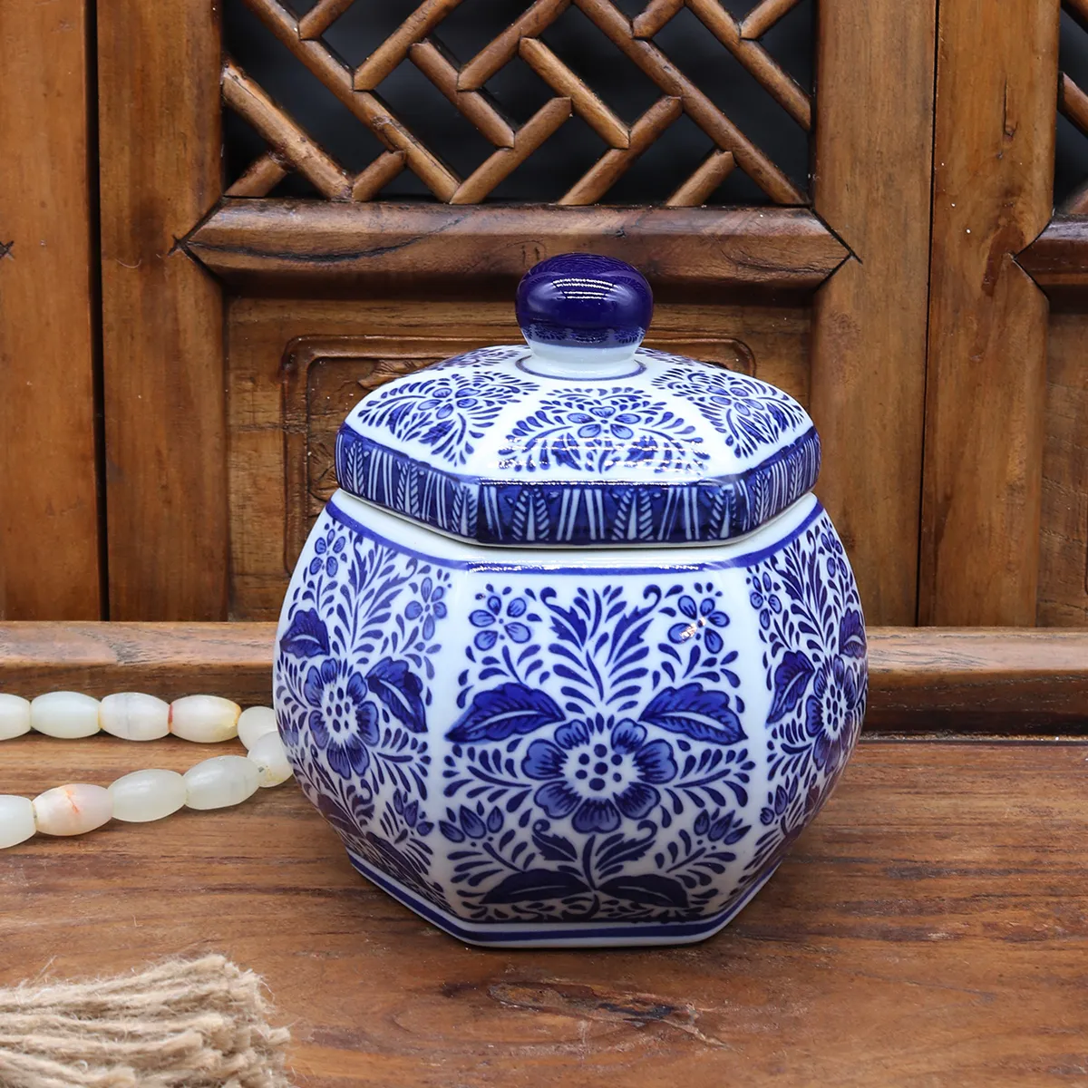 Jarro de cerâmica, vaso, recipiente hexagonal, decoração de casa
