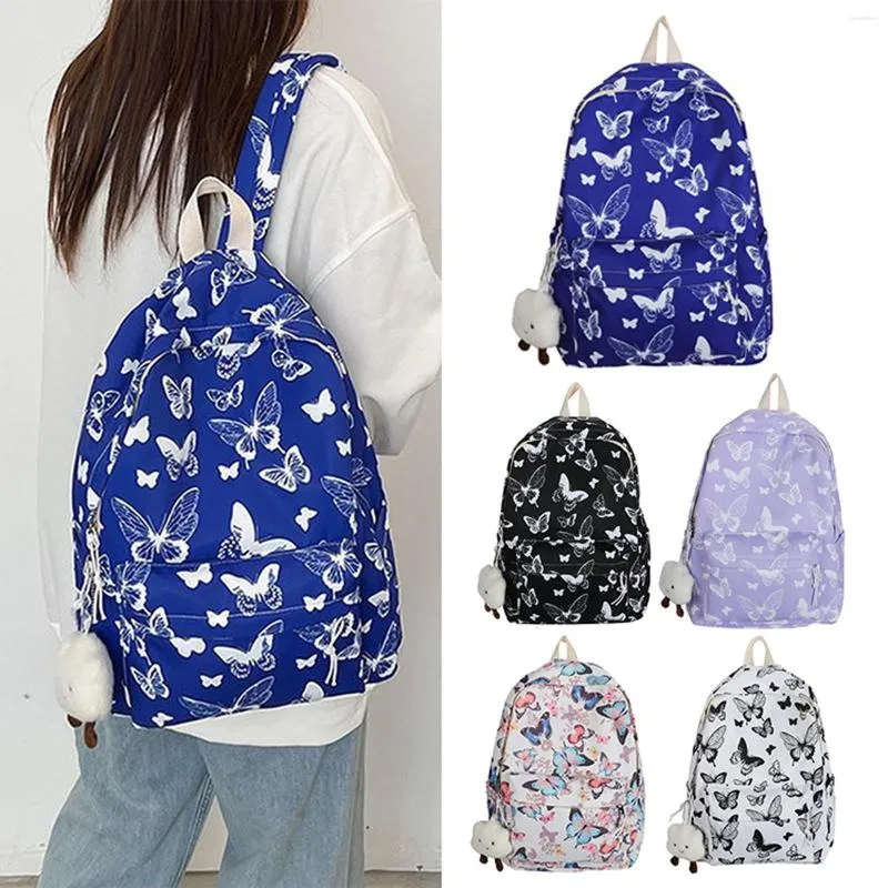 Sacs d'école sac à dos sac à dos mignon papillon avec accessoires esthétique pour les femmes adolescentes