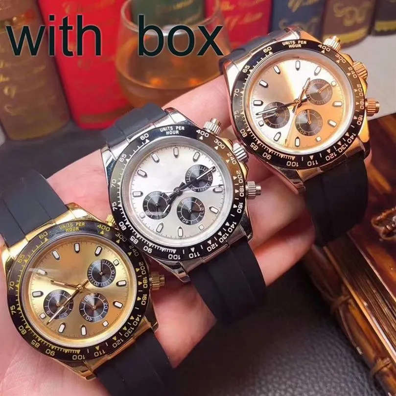 Designer Watches Luxury Watches Men Automatisk Gold Watch Size 41mm Ceramic Ring rostfritt stål Väska Gummiband Vattentät SAPPH328M