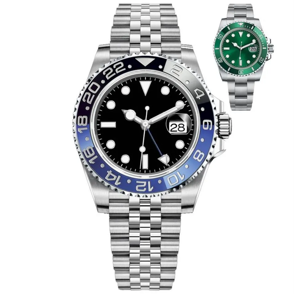 Heren Horloges 40mm Automatisch Mechanisch Horloge Roestvrij Staal Blauw Zwart Keramische Saffier Horloges montre de luxe272s