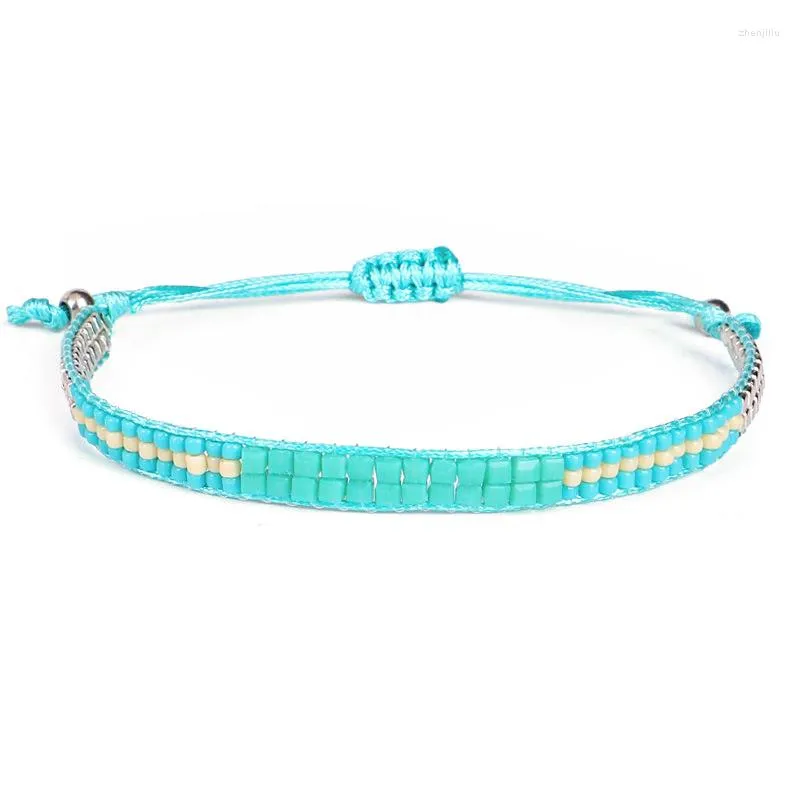 Strand frisado pulseira multicamadas moda mão tecelagem simplicidade ajustável bohemia arroz grânulo