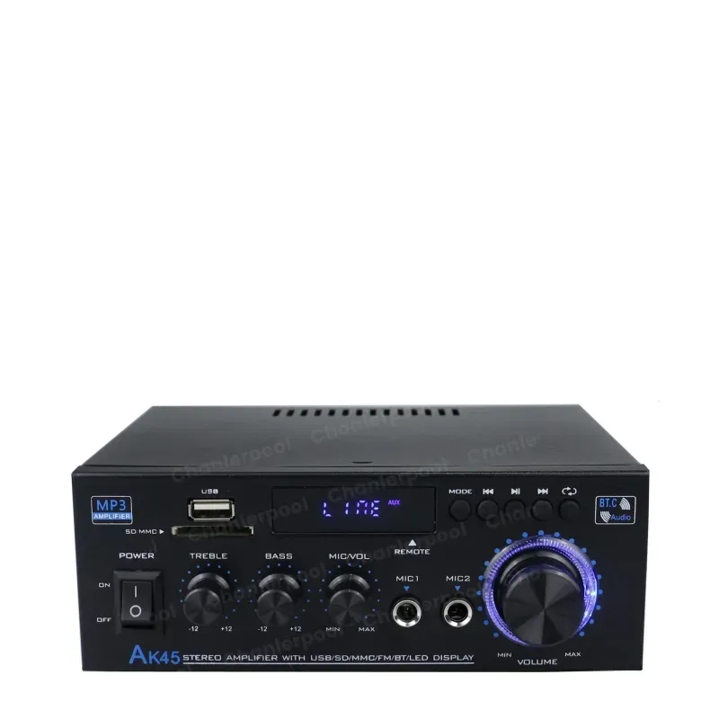 HIFI Digital Audio Power Amplifier AK45 Bluetooth MP3 Channel 2.0 Sound AMP Support DC12V 90V-230V för Home Car Max 350W 2