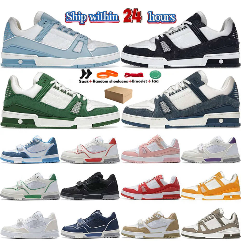 Designer Sneakers Men Trainer Casual Shoes mens womens platform Black White Green Denim grey White Yellow bule Orange sports sneakers with box