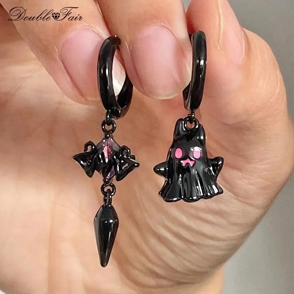 Charme Y2k années 2000 esthétique fantôme Style Piercing boucles d'oreilles pour femmes gothique doux Punk noir or couleur bijoux de mode KCE010 231005