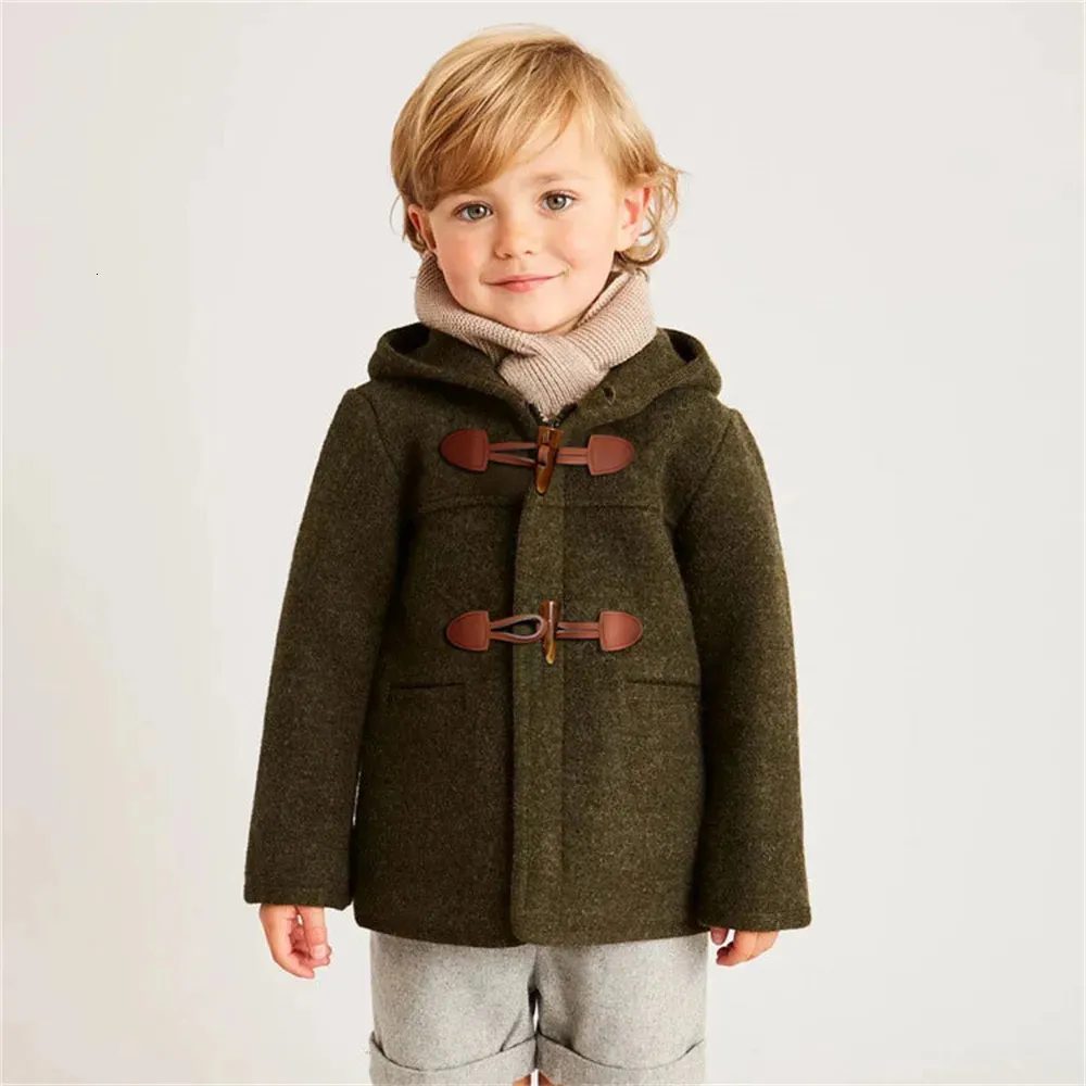 Abrigo 100 Lana Niña Española Ropa con capucha para niños Otoño e invierno Adolescentes Espesar Chaquetas largas y cálidas Ropa de abrigo para niños 231008