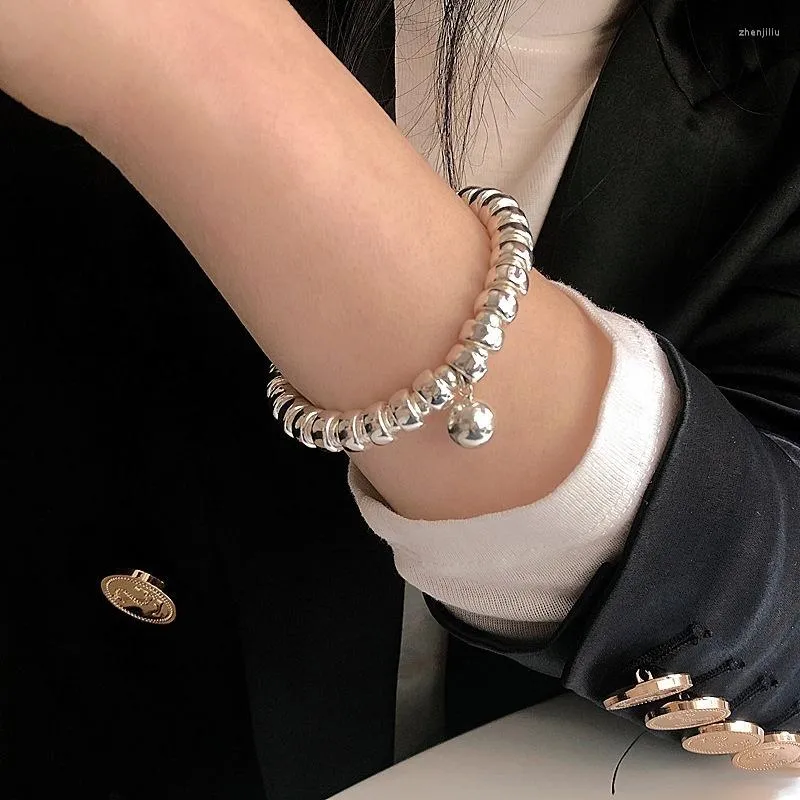 Bracelet 2023 Vintage Bracelet de perles rondes boule d'argent