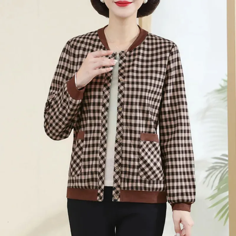 Frauen Jacken Vintage Mode Frauen Kleidung Einlagige Strickjacken Mantel Frühling Herbst Koreanische Lose Weibliche Casual Plaid Jacke Tops 2023 231005